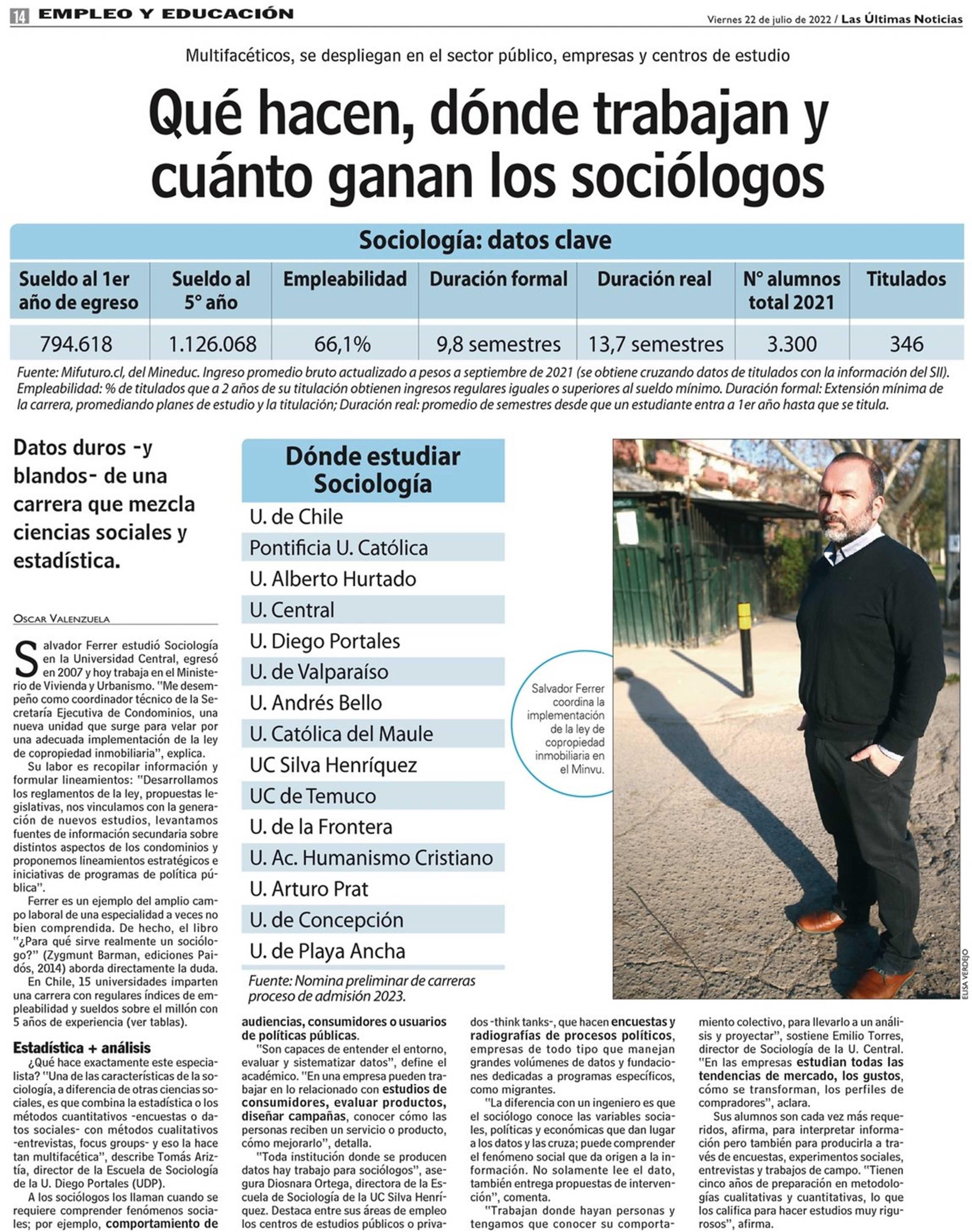 PRENSA | “Qué hacen, dónde trabajan y cuánto ganan los sociólogos”