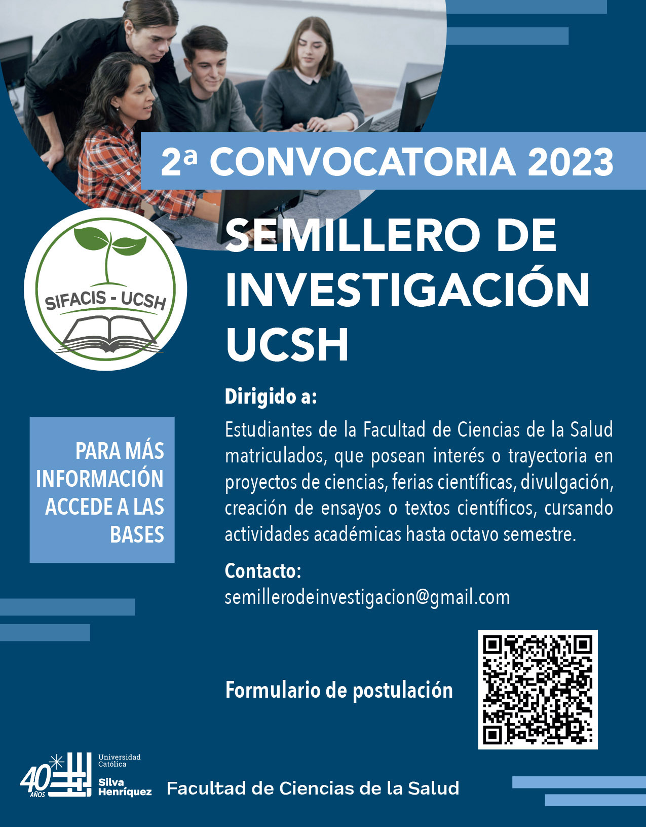 Segunda Convocatoria Semillero Investigación dirigida a estudiantes de la Facultad de Ciencias de la Salud UCSH matriculados